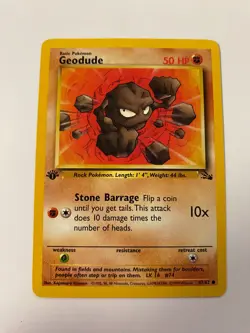 Geodude 47/62 Pokemon Fossil 1st Edition Common NM/MINT 1999 box-T1 - Image 1