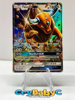Pokemon Tauros GX 100/149 Base Set Sun & Moon ULTRA RARE - Image 1