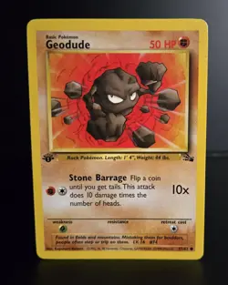 Pokemon TCG - GEODUDE (1ST EDITION) 47/62 - WOTC - FOSSIL (1999) - VINTAGE - NM - Image 1