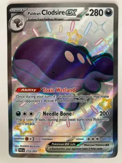 Paldean Clodsire ex - 219/091 - Pokemon Paldean Fates Shiny Full Art Rare - Image 1