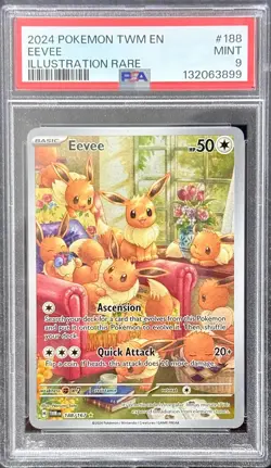 PSA 9 MINT Eevee Twilight Masquerade Illustration Rare Holo Pokemon 188/167 - Image 1