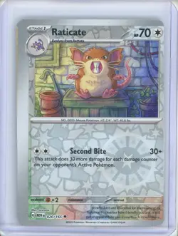 Pokemon Card - Error Miscut Raticate SV 151 020/197 Reverse Holo - Image 1