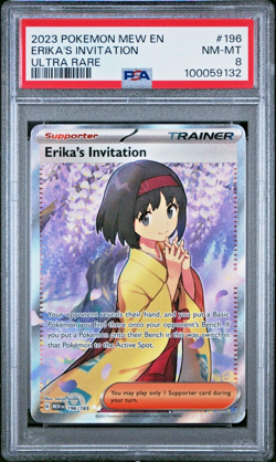 2023 POKEMON MEW EN-151 196 ERIKA'S INVITATION ULTRA RARE PSA 8 - Image 1