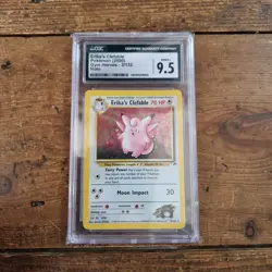 Pokemon Erika’s Clefable Holo Rare 3/132 Gym Heroes 2000 Vintage CGC 9.5 Mint+ - Image 1