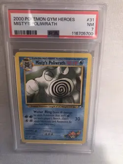 PSA 7 Pokemon 2000 Gym Heroes Unlimited Misty’s Poliwrath Non Holo Rare 31/132 - Image 1