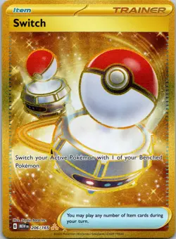 Switch 206/165 Gold Secret Rare Near Mint Holo Pokemon - Image 1