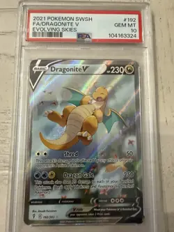 Pokemon TCG Evolving Skies Dragonite V Alt Art 192/203 Ultra Rare PSA 10 Gem MT - Image 2