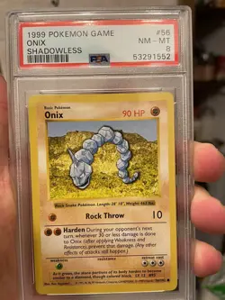 PSA 8 NM-MT Onix SHADOWLESS Pokemon Base 1999 FRESH GRADE - Image 1