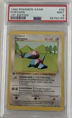 First Edition 1999 Pokemon Base Set 39/102 Porygon PSA Mint 9 - Image 1