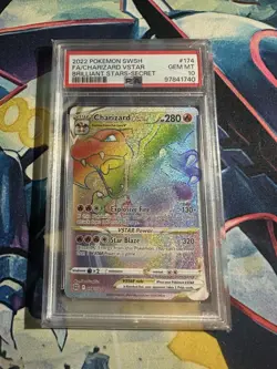 Charizard VSTAR Rainbow Rare #174 Pokemon Sword & Shield Brilliant Stars PSA 10 - Image 1