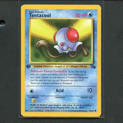 Pokemon TCG Tentacool 56/62 WotC Fossil 1st Ed. Regular Common Card EN-MP 1999 - Image 1