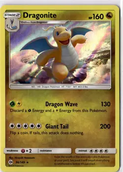 Dragonite 96/149 Sun & Moon Cosmos 2017 Holo Rare Pokemon Card LP - Image 1