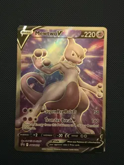 Pokemon TCG Mewtwo V SWSH229 Black Star Promo Card Near Mint Condition English - Image 1