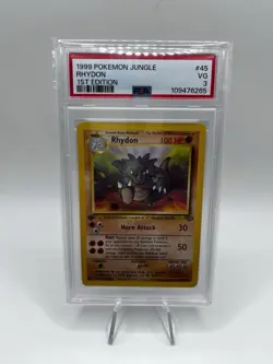 1999 Pokemon Jungle 1st Edition Rhydon 45/64 PSA 3 VG VTG - Image 1
