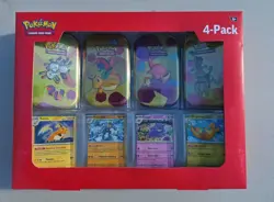 Pokemon TCG 151 Mini Tins 4 Pack + 4 Promos Sealed Sams Club Exclusive NEW - Image 1