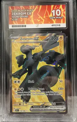 2025 POKEMON BLK EN ZEKROM ex ULTRA RARE #158 ACE 10 GEM MINT Black Bolt Zek Ex - Image 1