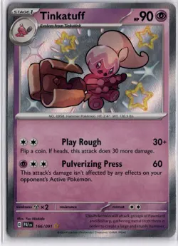 Tinkatuff - 166/091 - Shiny Rare - Paldean Fates Holo Pokemon TCG NM - Image 1
