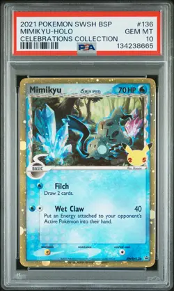 2021 POKEMON SWSH BLACK STAR PROMO CELEBRATIONS COLL #136 MIMIKYU-HOLO PSA 10 - Image 1