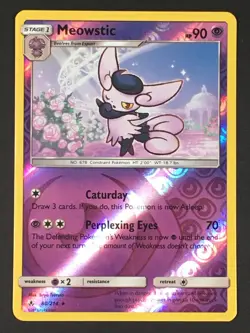 Pokemon TCG Meowstic 80/214 SM Unbroken Bonds Reverse Holo Rare LP - Image 1