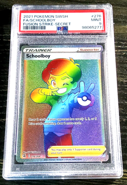 2021 Pokemon Fusion Strike SCHOOLBOY #276 Full Art Secret Holofoil PSA 9 Mint - Image 1
