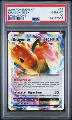 2016 Pokemon XY Evolutions Dragonite EX 72/108 #72 PSA 10 - Image 1