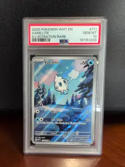 2025 POKEMON WHT EN-WHITE FLARE ILLUSTRATION RARE #111 VANILLITE PSA 10 - Image 1