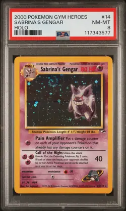 2000 POKEMON GYM HEROES HOLO #14 SABRINA'S GENGAR PSA 8 - Image 1