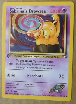 Sabrina's Drowzee 92/132 1st Edition Common Non-Holo Gym Heroes Pokemon NM - Image 1