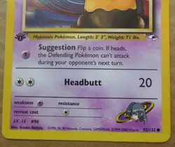 Sabrina's Drowzee 92/132 1st Edition Common Non-Holo Gym Heroes Pokemon NM - Image 3