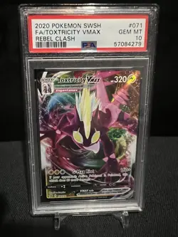 2020 POKEMON SWORD & SHIELD REBEL CLASH #071 FULL ART/TOXTRICITY VMAX PSA 10 - Image 1