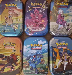 POKEMON CARDS BUNDLE TIN GUARANTEED V VMAX EX HOLO IR - 50 CARD TIN - Image 1