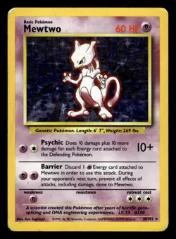 Mewtwo 10/102 Holo Rare Base Set Pokemon Card - Image 1