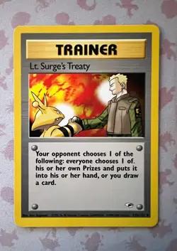 Lt. Surge's Treaty 112/132 - Gym Heroes Vintage WoTC 2000 Pokemon Card LP - Image 1