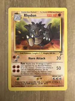 Rhydon 59/130 Uncommon Base Set 2 Pokemon VLP 2000 Vintage WOTC - Image 1