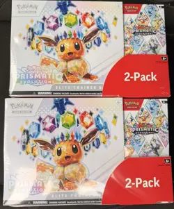 Pokemon Prismatic Evolutions Sealed ETB Booster Costco Bundle Trading 2-Pack X 2 - Image 1