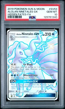 2019 Pokemon Sun & Moon Hidden Fates Alolan Ninetales GX #SV53 Fa PSA 10 - Image 1