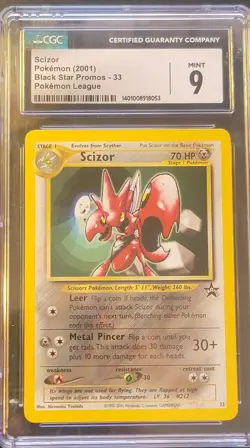 CGC 9 MINT Scizor 2001 Black Star Promos 33 Pokemon League Pokemon Card - Image 1
