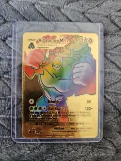 Rillaboom Vmax Rainbow Gold Foil Fan Art Textured Collector Pokemon Card 193/192 - Image 1