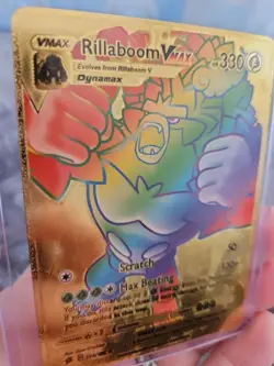 Rillaboom Vmax Rainbow Gold Foil Fan Art Textured Collector Pokemon Card 193/192 - Image 3