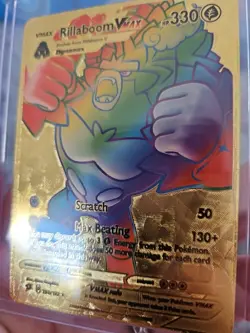 Rillaboom Vmax Rainbow Gold Foil Fan Art Textured Collector Pokemon Card 193/192 - Image 4