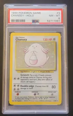 Chansey 3/102 Holo Graded Pokemon Card - Base Set PSA 8 - Image 1