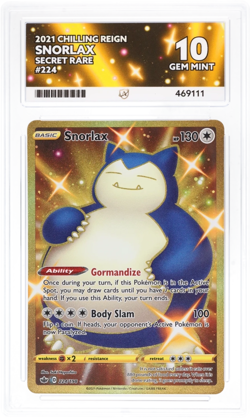 Pokemon Snorlax Gold Secret Rare Card Chilling Reign 224/198 Ace 10 Gem Mint - Image 1