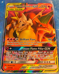 Pokemon Card TCG Charizard & Braixen Tag Team GX Cosmic Eclipse 22/236 Near Mint - Image 1