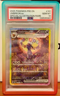 Umbreon Ex #161 2025 Pokemon Pre En-Prismatic Evolutions PSA 10 W/ Graded Guard! - Image 1