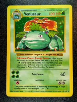 Venusaur 15/102 Shadowless Base Set Holo Rare Pokemon Card - Image 1