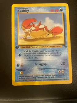 Pokemon TCG Krabby Fossil 51 Regular 1st edition Common - Image 1