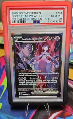 🔥 Pokemon TCG Destined Rivals Team Rockets Mewtwo EX 213/182 PSA 10 GEM MT🔥 - Image 1