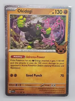 Okidogi 2024 Trick Or Trade Pokemon Cosmos Holo Rare 111/167 Rare Double Swirls - Image 1