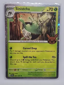 Sinistcha 022/167 Cosmos Holo Double Swirl Trick or Trade 2024 Holo Pokemon TCG - Image 1