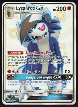 Lycanroc GX SV66/SV94 Hidden Fates Holo Full Art Pokemon Card - Image 1